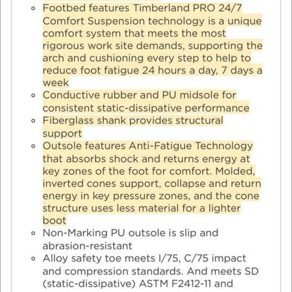 Timberland Black Pro Work Shoes Women’s 8.5M Anti Fatigue Oil Slip Resistant - Picture 4 of 9